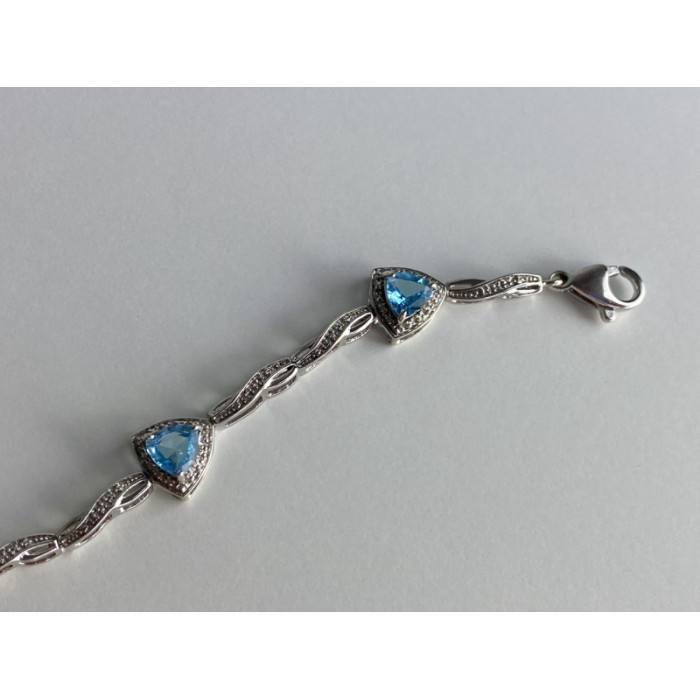 925 STERLING SILVER BLUE TOPAZ BRACELET SIZE 7 IN