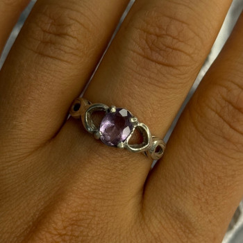 925 Sterling Silver Amethyst Ring Size 9.5