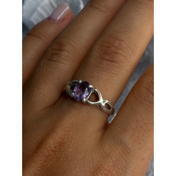 925 Sterling Silver Amethyst Ring Size 9.5