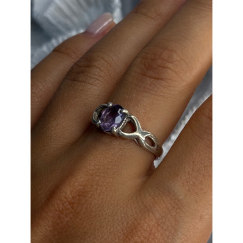 925 Sterling Silver Amethyst Ring Size 9.5