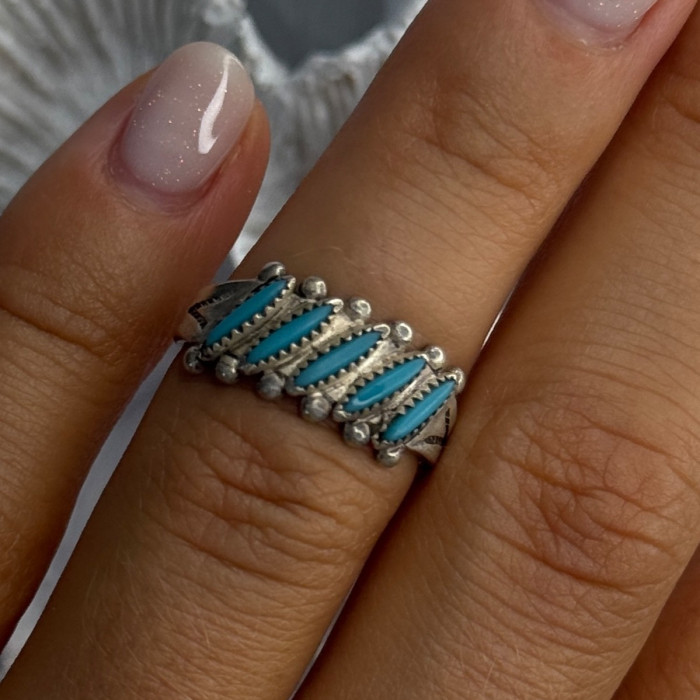 Vintage 925 Sterling Silver Turquoise Ring Size 6