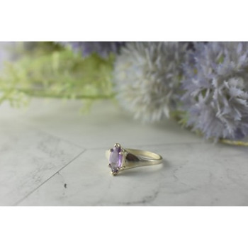 925 Sterling Silver Amethyst Ring Size 8