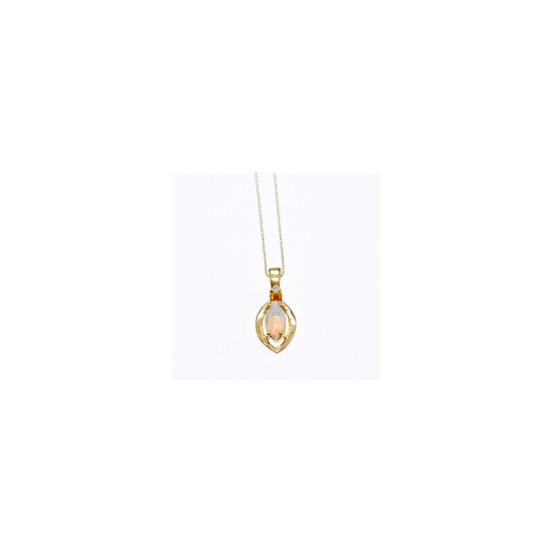 14K YELLOW GOLD OPAL & DIAMOND CHAIN WITH PENDANT