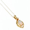 14K Yellow Gold Opal & Diamond Chain With Pendant