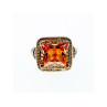 925 Sterling Silver Gold Plated Hessonite & Goshenite Ring Size 7