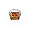 925 Sterling Silver Gold Plated Hessonite & Goshenite Ring Size 7