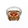 925 Sterling Silver Gold Plated Hessonite & Goshenite Ring Size 7