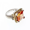 925 Sterling Silver Gold Plated Hessonite & Goshenite Ring Size 7