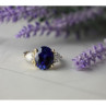 925 Sterling Silver Sapphire & CZ Ring Size 5.5