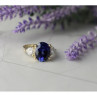 925 Sterling Silver Sapphire & CZ Ring Size 5.5
