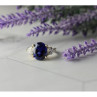 925 Sterling Silver Sapphire & CZ Ring Size 5.5