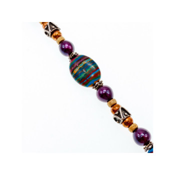 925 STERLING SILVER MULTICOLOR  JASPER BRACELET SIZE 7.5 IN