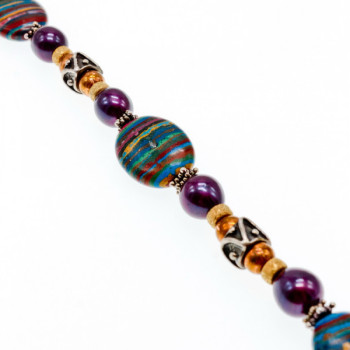 925 Sterling Silver Multicolor Jasper Bracelet Size 7.5 IN