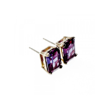 925 Sterling Silver Amethyst Stud Earrings