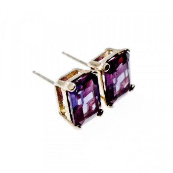 925 Sterling Silver Amethyst Stud Earrings