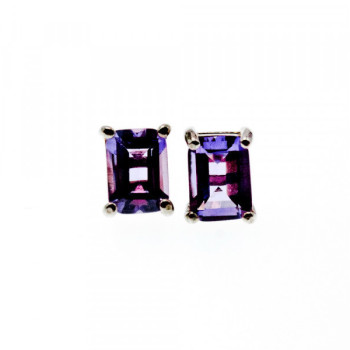 925 Sterling Silver Amethyst Stud Earrings