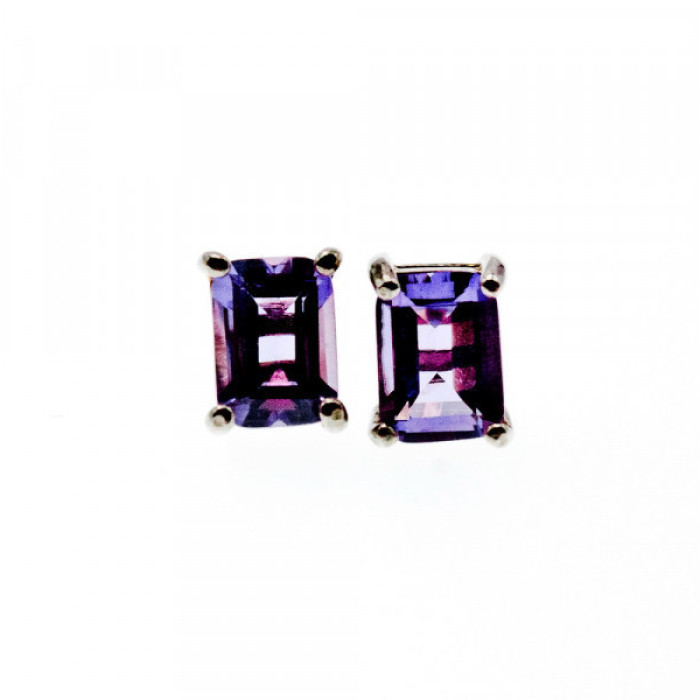 925 Sterling Silver Amethyst Stud Earrings