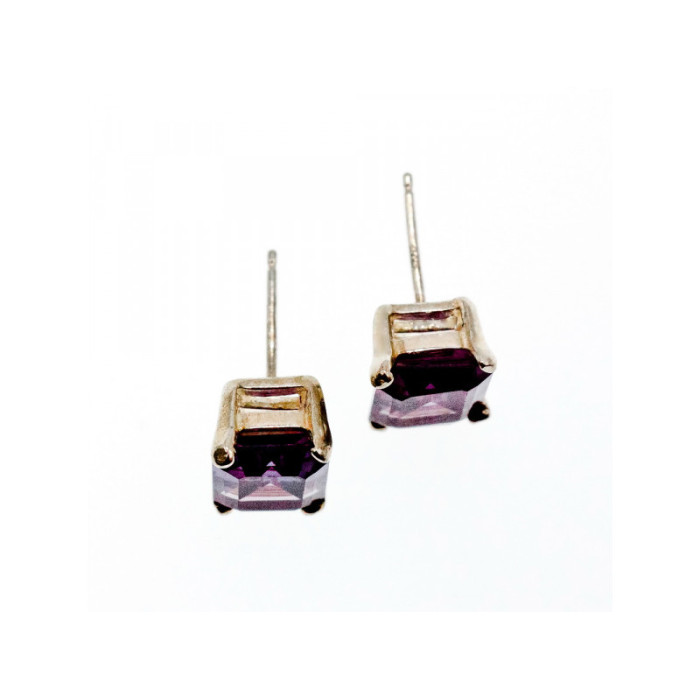 925 Sterling Silver Amethyst Stud Earrings