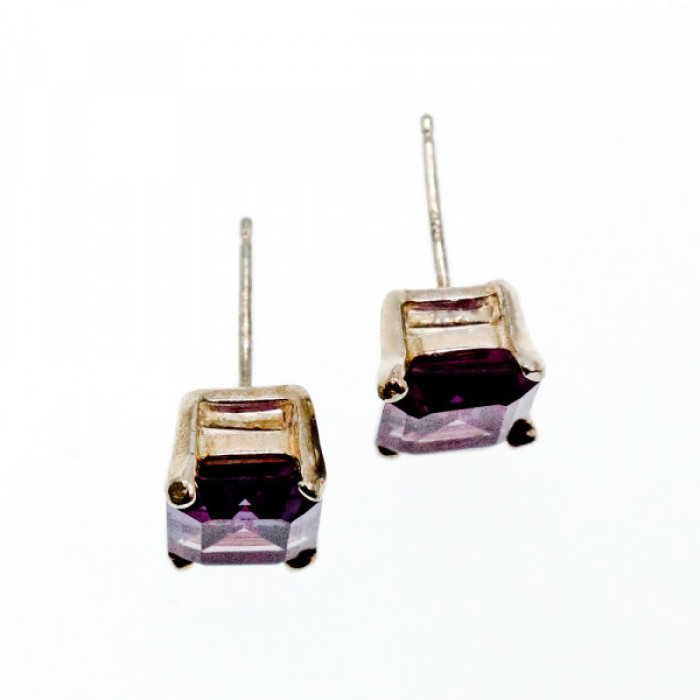 925 Sterling Silver Amethyst Stud Earrings