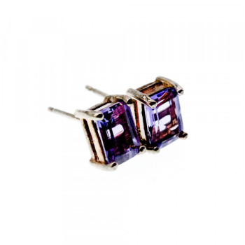 925 Sterling Silver Amethyst Stud Earrings