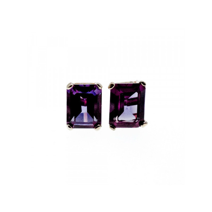 925 Sterling Silver Amethyst Stud Earrings
