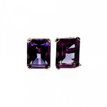 925 Sterling Silver Amethyst Stud Earrings