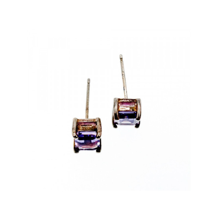 925 Sterling Silver Amethyst Stud Earrings
