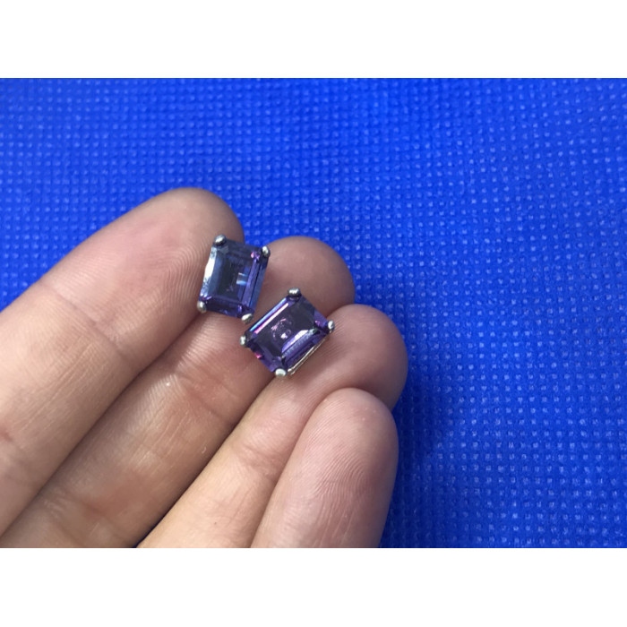 925 Sterling Silver Amethyst Stud Earrings