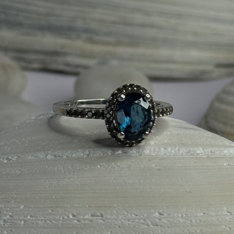 925 Sterling Silver Spinel & Beryl Ring Size 7