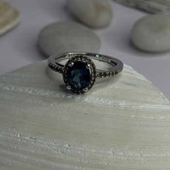 925 Sterling Silver Spinel & Beryl Ring Size 7