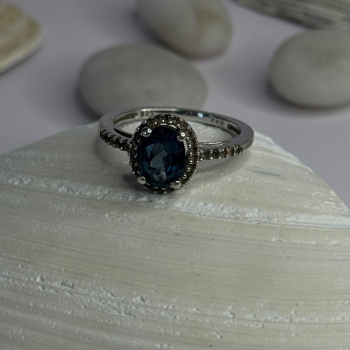 925 Sterling Silver Spinel & Beryl Ring Size 7