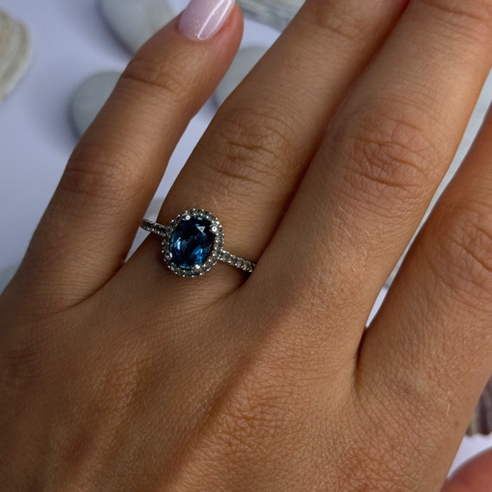 925 Sterling Silver Spinel & Beryl Ring Size 7