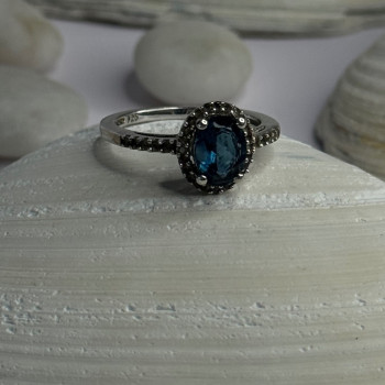 925 Sterling Silver Spinel & Beryl Ring Size 7
