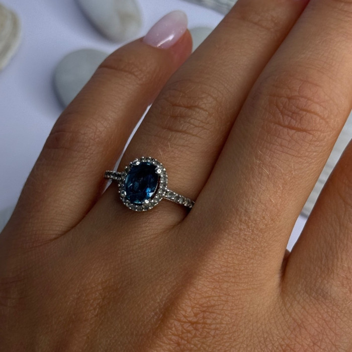 925 Sterling Silver Spinel & Beryl Ring Size 7