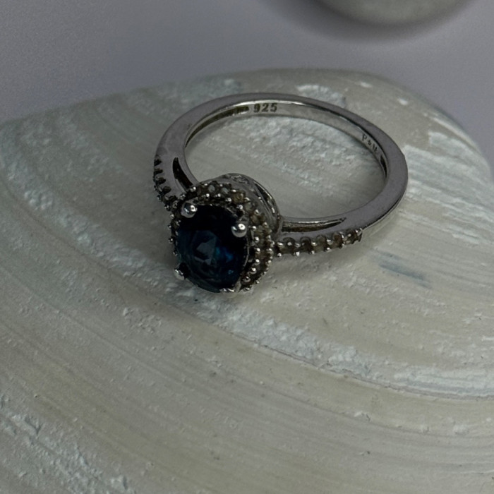 925 Sterling Silver Spinel & Beryl Ring Size 7