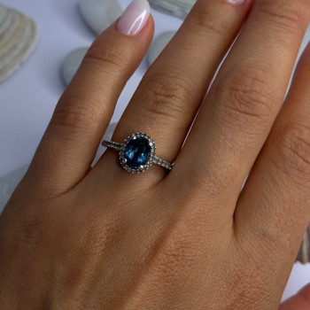 925 Sterling Silver Spinel & Beryl Ring Size 7