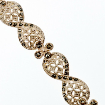 925 Sterling Silver Marcasites Openwork Bracelet Size 7 IN