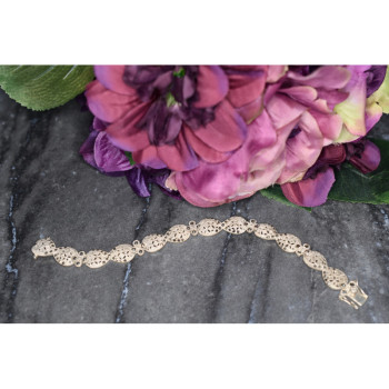 925 STERLING SILVER MARCASITES OPENWORK BRACELET SIZE 7 IN