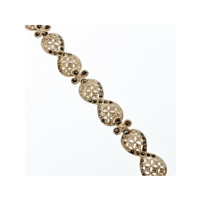 925 STERLING SILVER MARCASITES OPENWORK BRACELET SIZE 7 IN