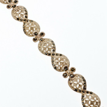 925 Sterling Silver Marcasites Openwork Bracelet Size 7 IN