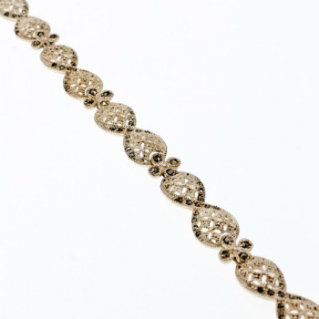 925 Sterling Silver Marcasites Openwork Bracelet Size 7 IN