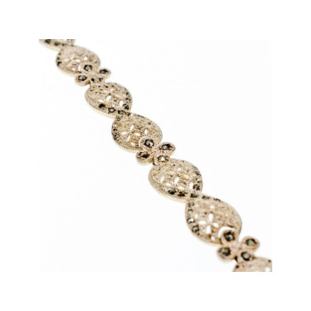 925 STERLING SILVER MARCASITES OPENWORK BRACELET SIZE 7 IN