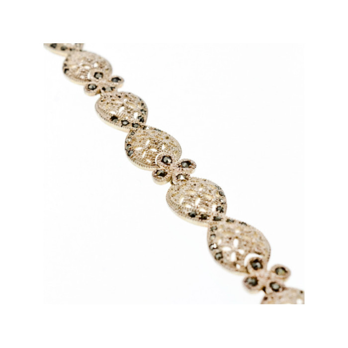 925 STERLING SILVER MARCASITES OPENWORK BRACELET SIZE 7 IN