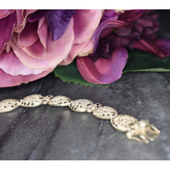925 Sterling Silver Marcasites Openwork Bracelet Size 7 IN