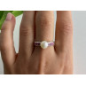 925 Sterling Silver Pearl & Pink Spinel Ring Size 8