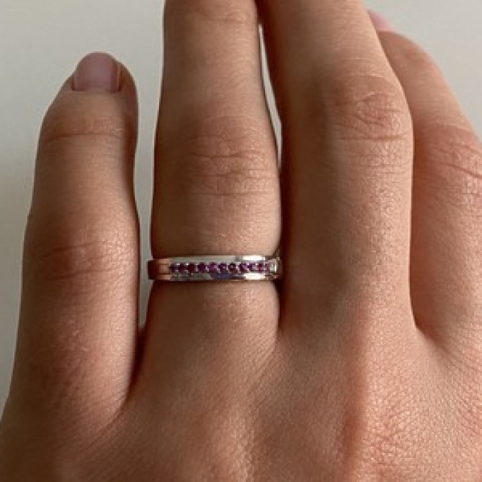 925 Sterling Silver Pink Spinel Ring Size 6