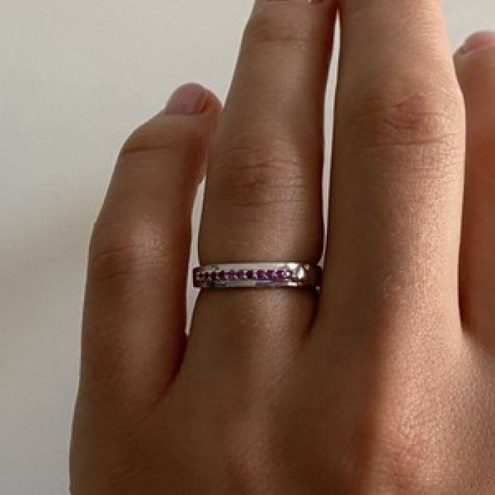 925 Sterling Silver Pink Spinel Ring Size 6