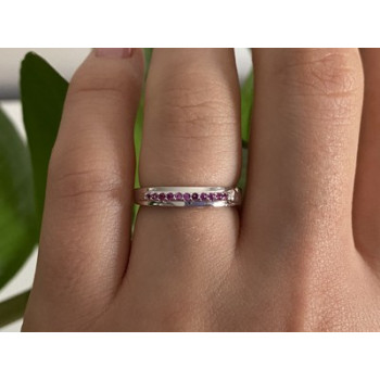 925 Sterling Silver Pink Spinel Ring Size 6