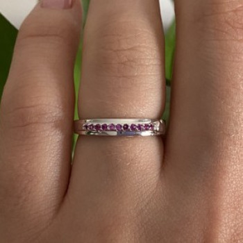 925 Sterling Silver Pink Spinel Ring Size 6