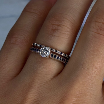 14K Rose Gold Sapphire & Diamond Set of Rings Size 7